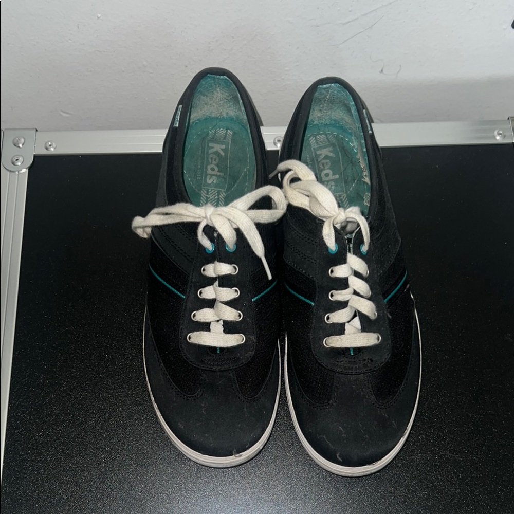 Keds Black Sneakers with Teal Highlights